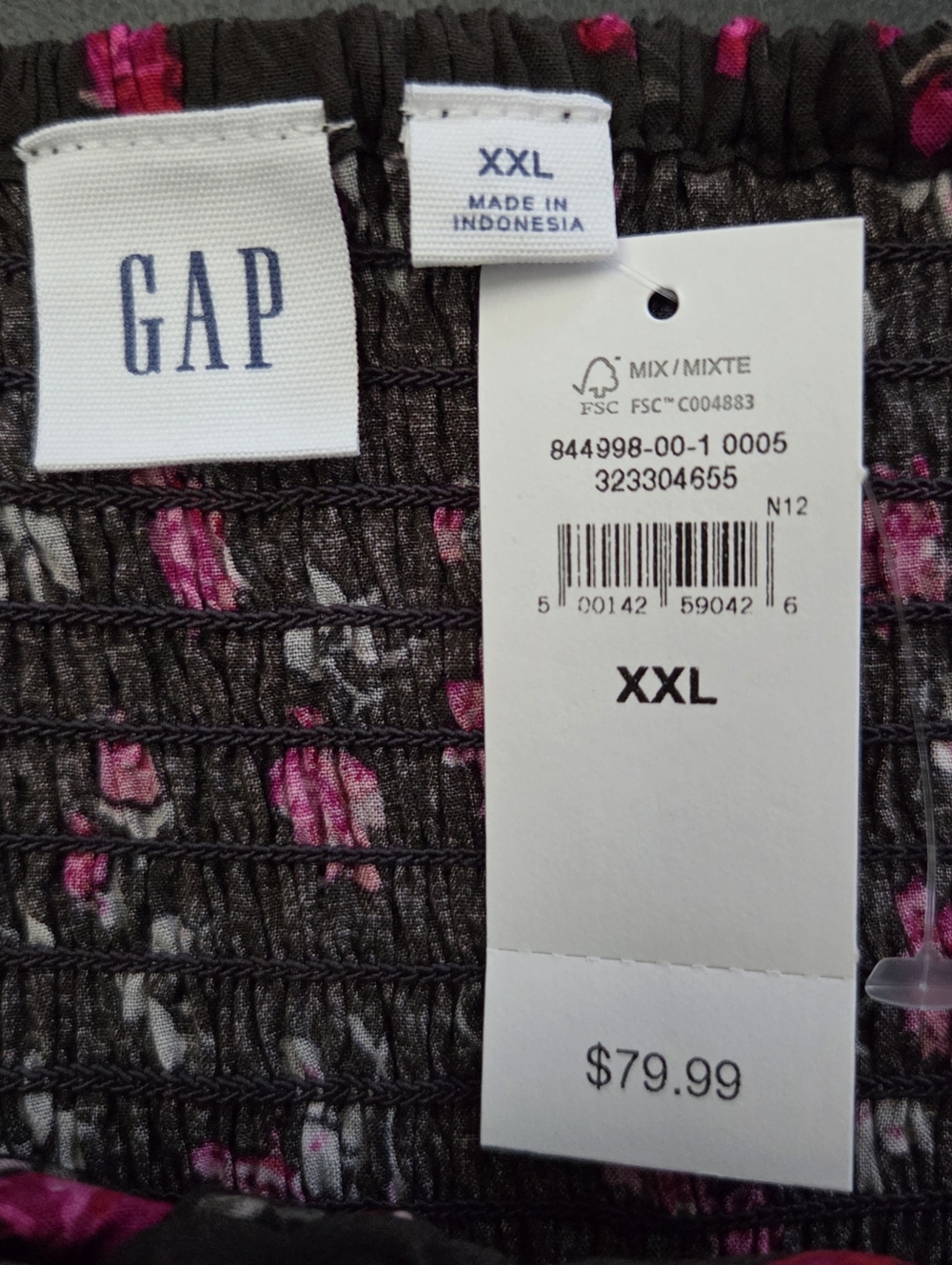NWT - GAP Brown Floral Puff Short Sleeve Midi Dress - Size XXL - Picture 9 of 16